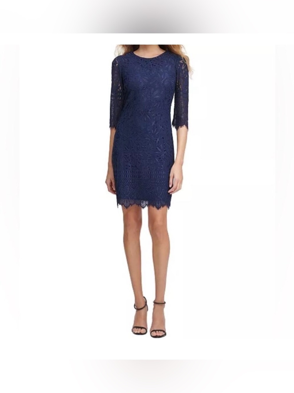 Kensie Navy Blue Lace Midi Dress